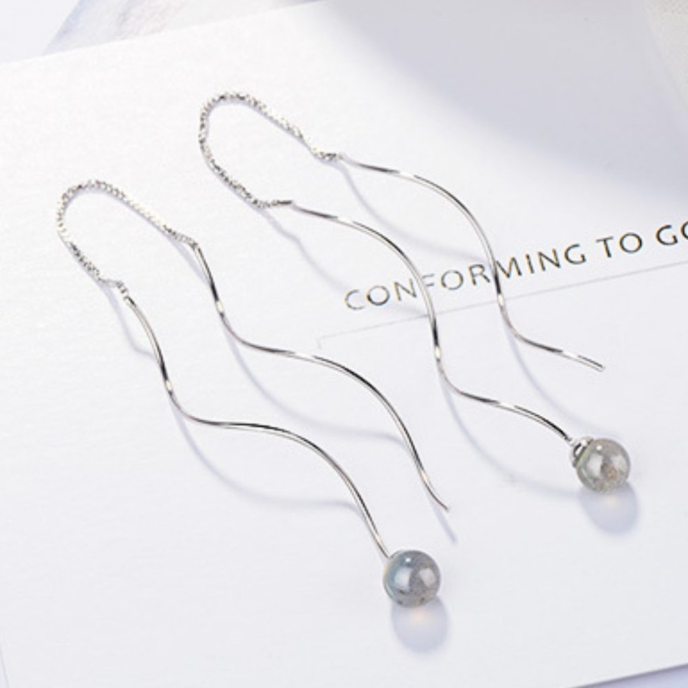NEW 925 Sterling Silver Moonstone Swirl Earrings